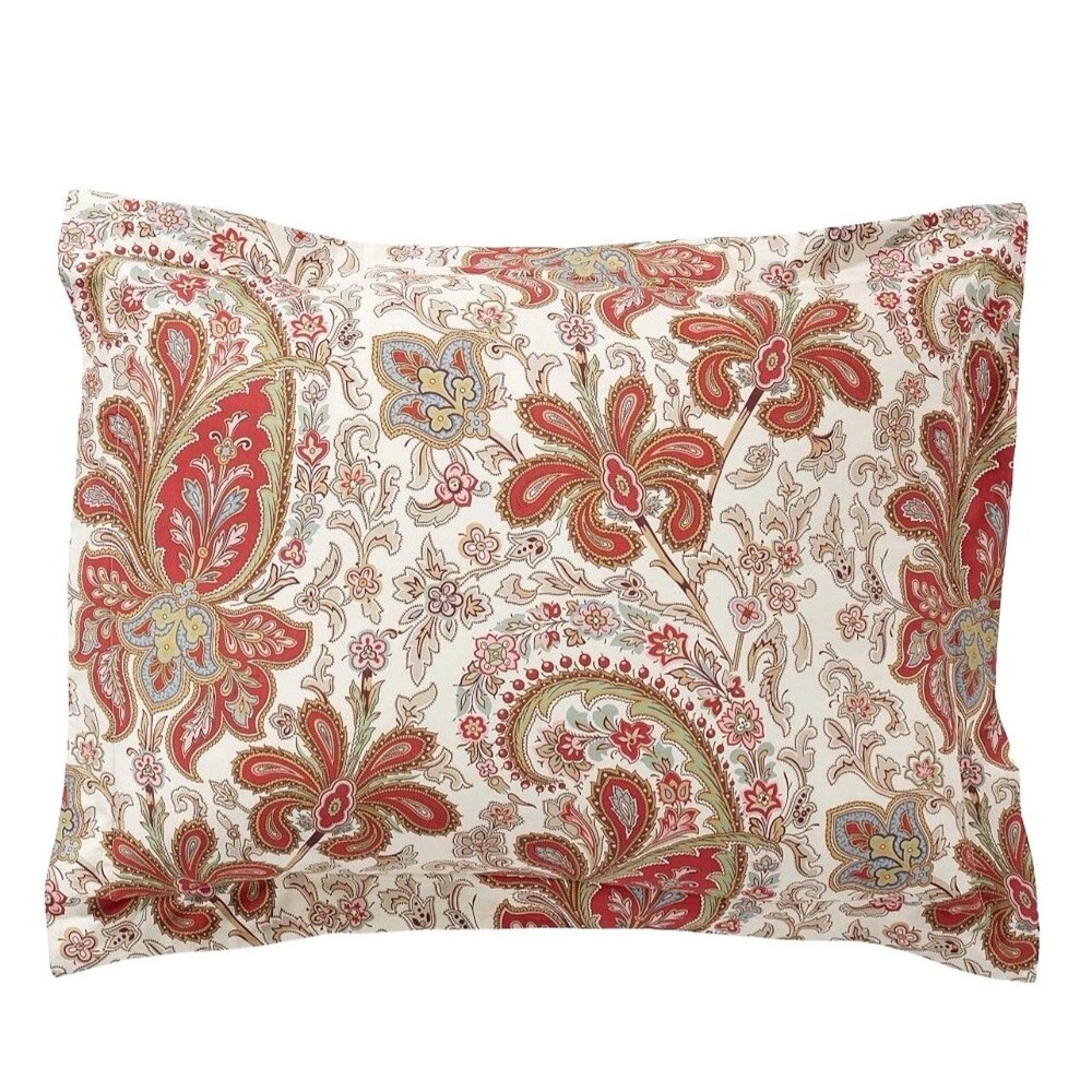 Pottery Barn Charlie Paisley Percale Standard Pillow Shams Red Set of 2